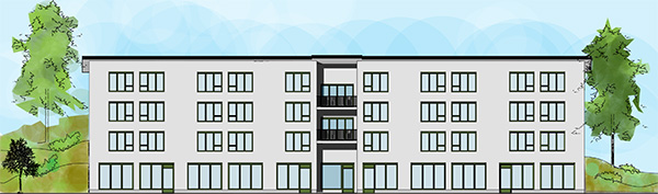 Illustrationsbild över föreslagen byggnad