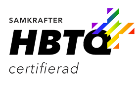 logotyp att vi är HBTQ+ certifierade av Samkrafter